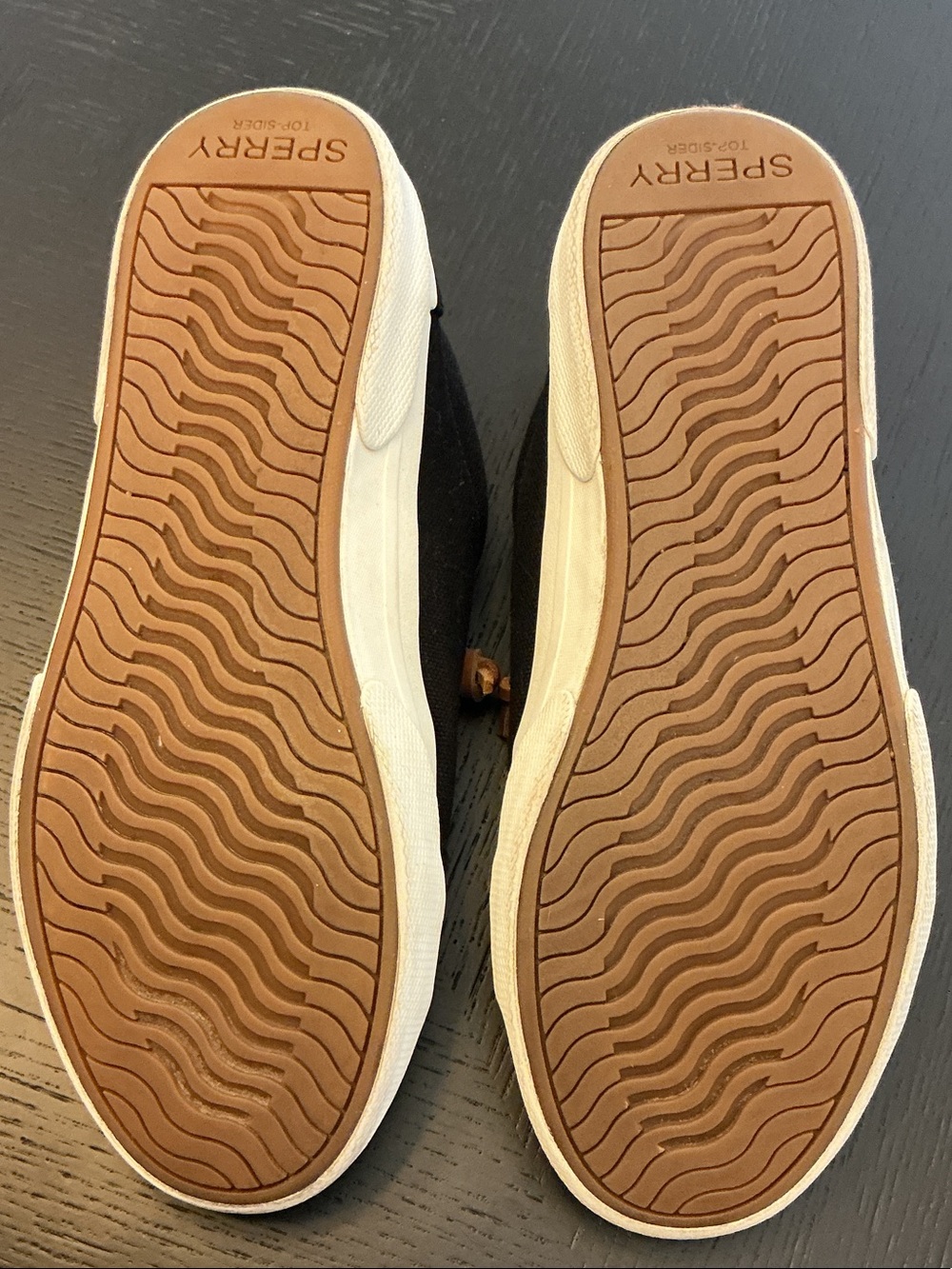 Sperry Black Canvas Boat Shoes with Brown Laces - Picture 7 of 7